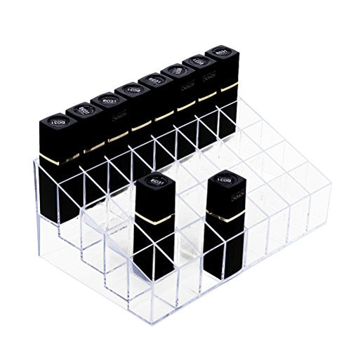 HBlife Lipstick Holder, 40 Spaces Clear Acrylic Lipstick Organizer Display Stand Cosmetic Makeup Organizer for Lipstick, Brushes, Bottles, and More