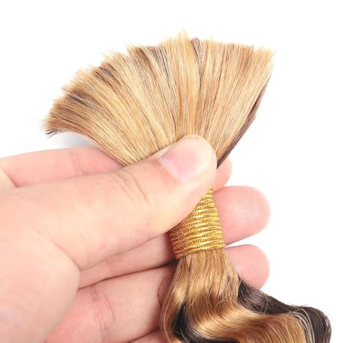 Human Braiding Hair Deep Wave Bulk Human Hair for Braiding No Weft 12A Brazilian Virgin Curly Human Hair Extensions for Boho Braids Wet and Wavy Human Hair Braiding Hair (4/27 -Deep Wave, 16/50g)