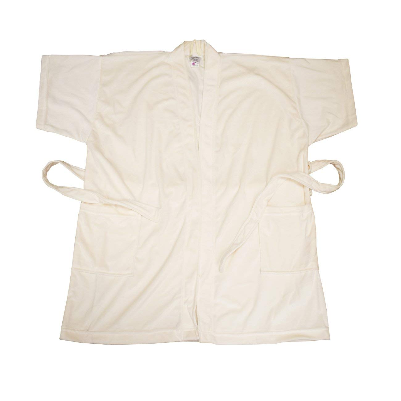Canyon Rose Cloud 9 Women's Plush Microfiber Short Sleeve Knee Length Robe, Kimono Style Wrap, Lightweight, Side Pockets, Waist Belt with Bi-Level Loops, 36 Inch Length, Soothing Sand