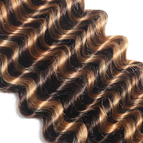 Human Braiding Hair Deep Wave Bulk Human Hair for Braiding No Weft 12A Brazilian Virgin Curly Human Hair Extensions for Boho Braids Wet and Wavy Human Hair Braiding Hair (4/27 -Deep Wave, 16/50g)