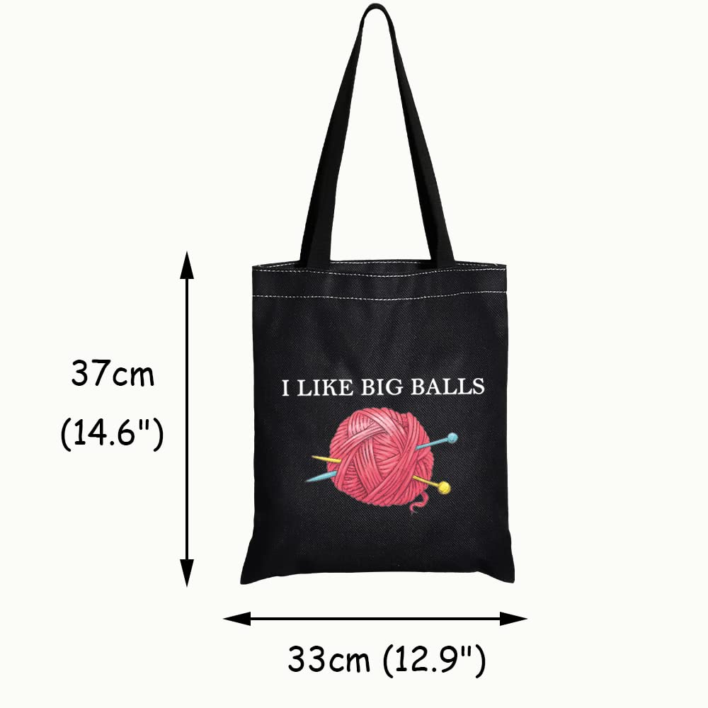 JXGZSO Crochet supplies Bag Knitting Project Bag I Like Big Balls Make Up Bag Funny Knitting Gift For Knitter (i like big balls shopping black)