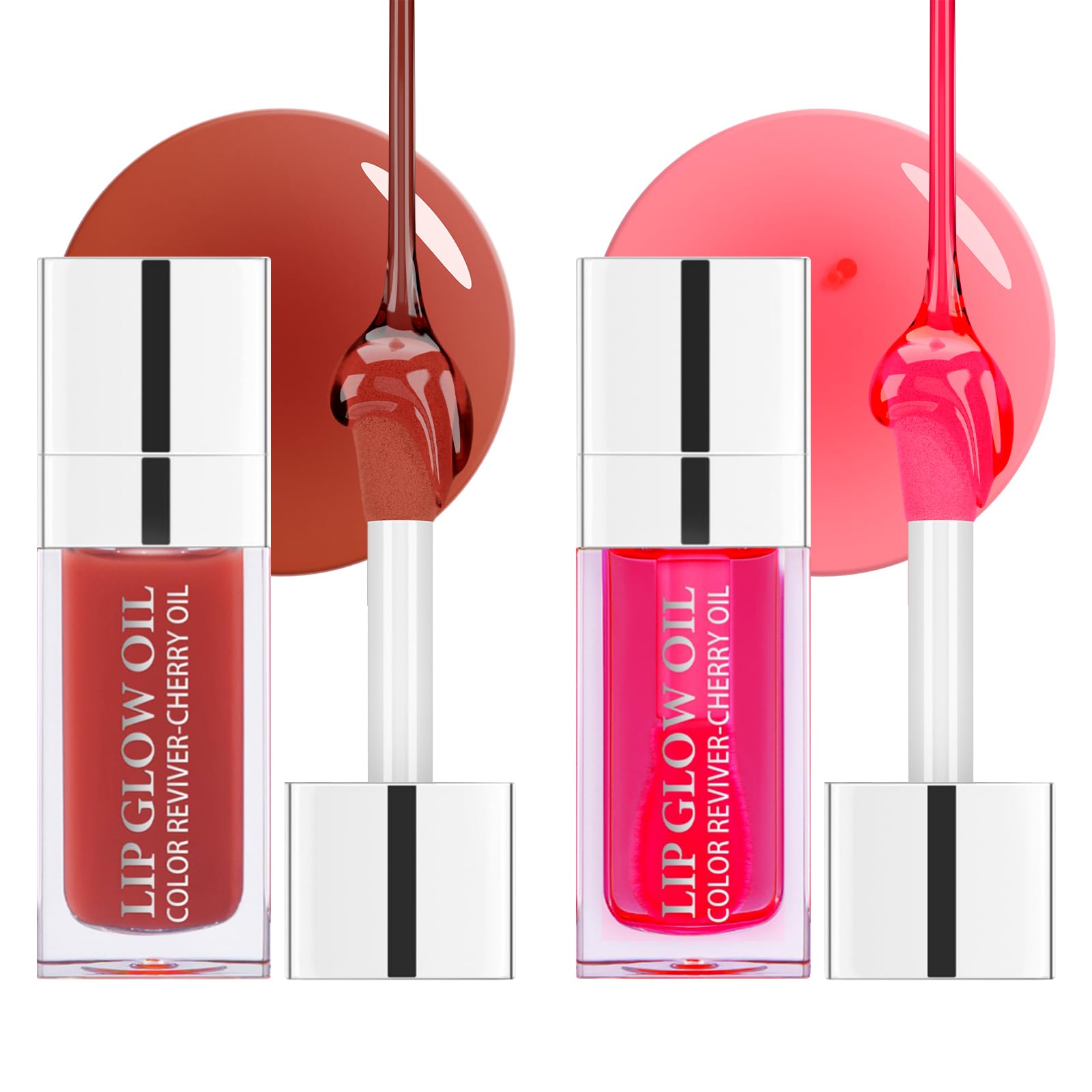 Ofanyia Hydrating Lip Glow Oil, Plumping Lip Gloss Tinted Lip Balm Transparent Lip Care, Long Lasting Hydrating Lip Gloss Tinted Lip Non-sticky, Lip Tint Lip Care Oil for Dry Lip (012#+015#)