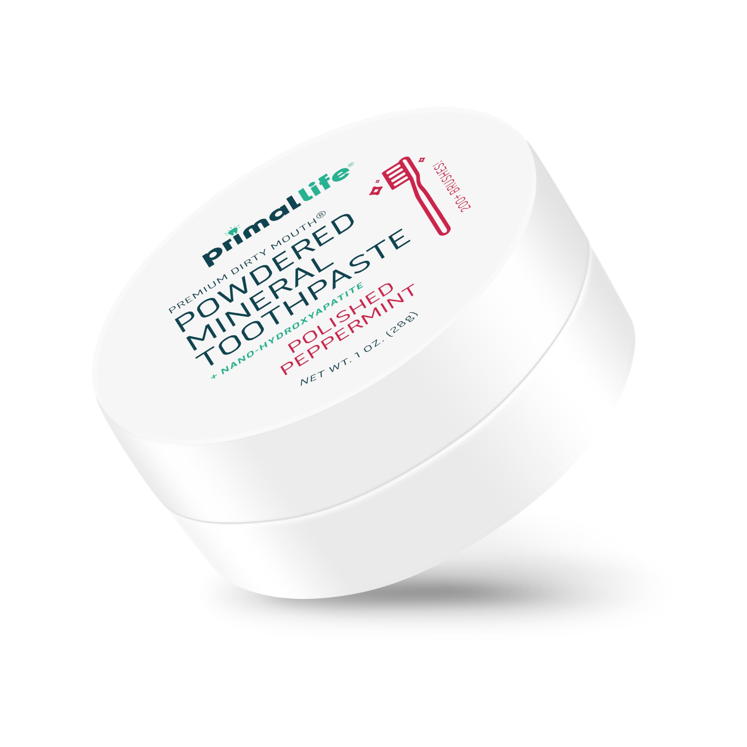 Primal Life Organics - Dirty Mouth Toothpowder, Tooth Cleaning Powder, Flavored Essential Oils with Natural Kaolin & Bentonite Clay, Good for 200+ Brushings, Paleo, Organic, Vegan (Peppermint, 1 oz)