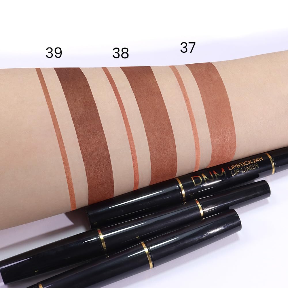 Kaely 2in1 Brown Matte Lip Liner & Lipstick Combo Set Kit for Women, DNM Magic Neutral Lipstick 24 Hours Original Lipstick and Lips Liner Pencil Stain Gloss Plumper Makeup Long Lasting Waterproof 38