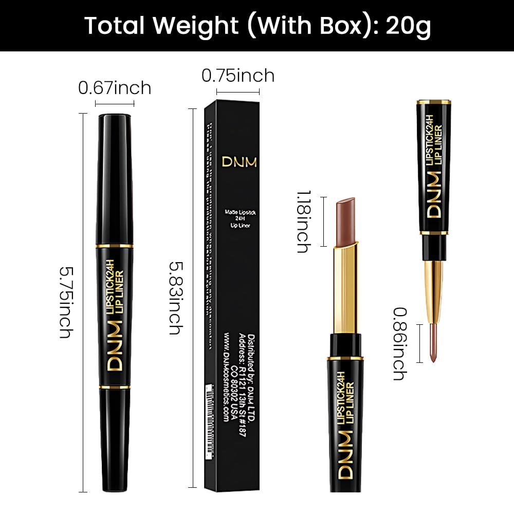 Kaely 2in1 Brown Matte Lip Liner & Lipstick Combo Set Kit for Women, DNM Magic Neutral Lipstick 24 Hours Original Lipstick and Lips Liner Pencil Stain Gloss Plumper Makeup Long Lasting Waterproof 38