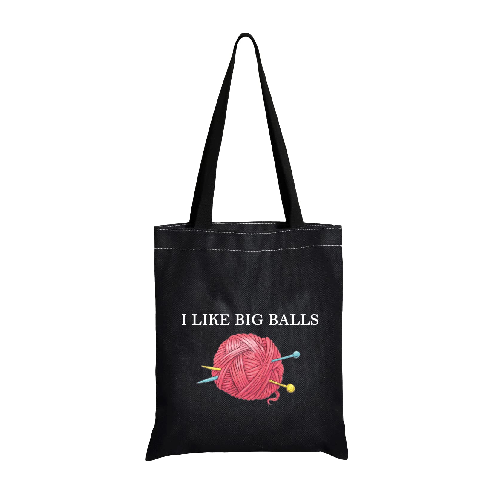 JXGZSO Crochet supplies Bag Knitting Project Bag I Like Big Balls Make Up Bag Funny Knitting Gift For Knitter (i like big balls shopping black)