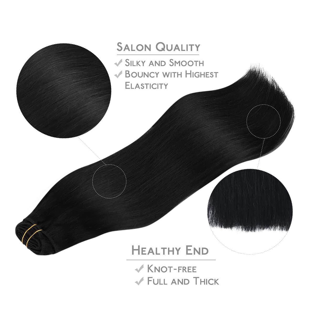 WENNALIFE Clip in Hair Extensions Real Human Hair, 20 Inch 120g 7pcs Human Hair Extensions Clip In Human Hair, Jet Black Hair Extensions Clip In Real Hair Coloured Remy Human Hair Extensions
