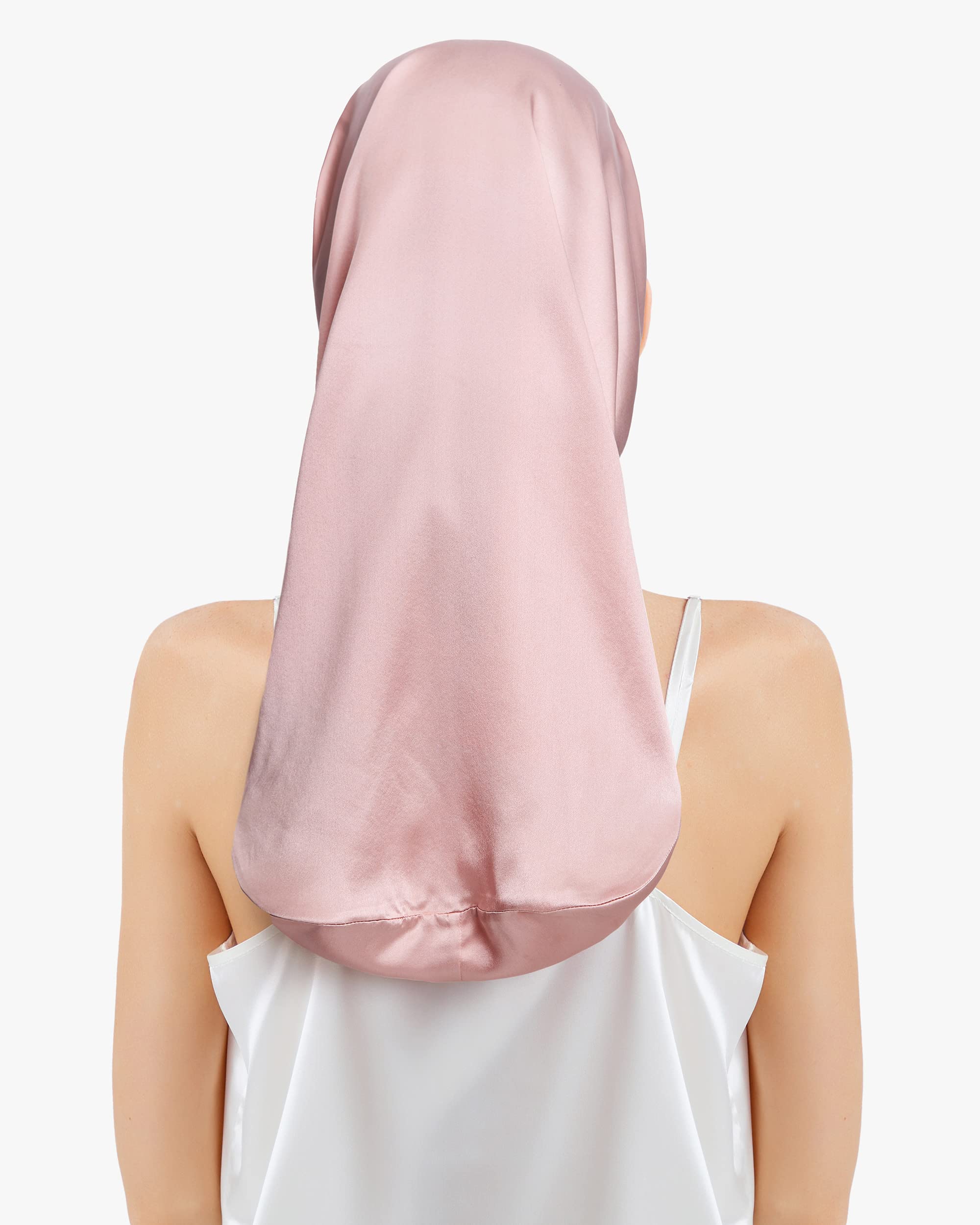 LilySilk Mulberry Silk Sleep Cap 100% 19 Momme Long Silk Bonnet for Curly Hair, Night Cap for Sleeping, Silk Hair Wrap for Women Rosy Pink