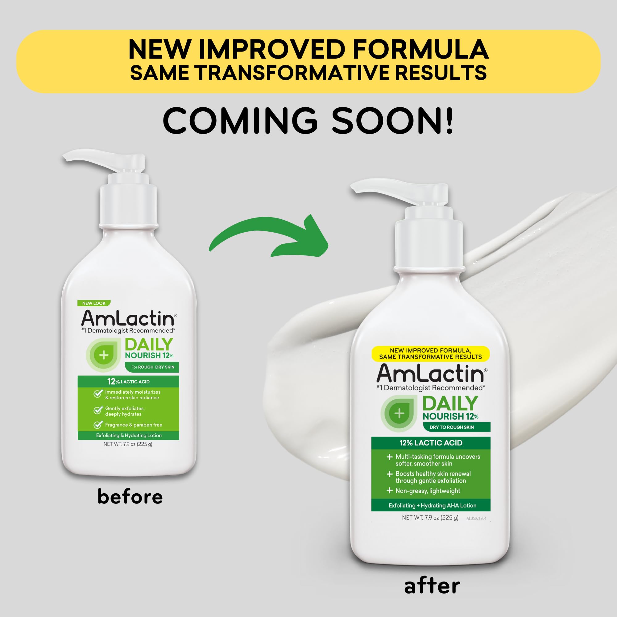 AmLactin Daily Nourish 12% - 14.1 oz Body Lotion with 12% Lactic Acid - Exfoliator and Moisturizer for Dry Skin (Packaging May Vary)