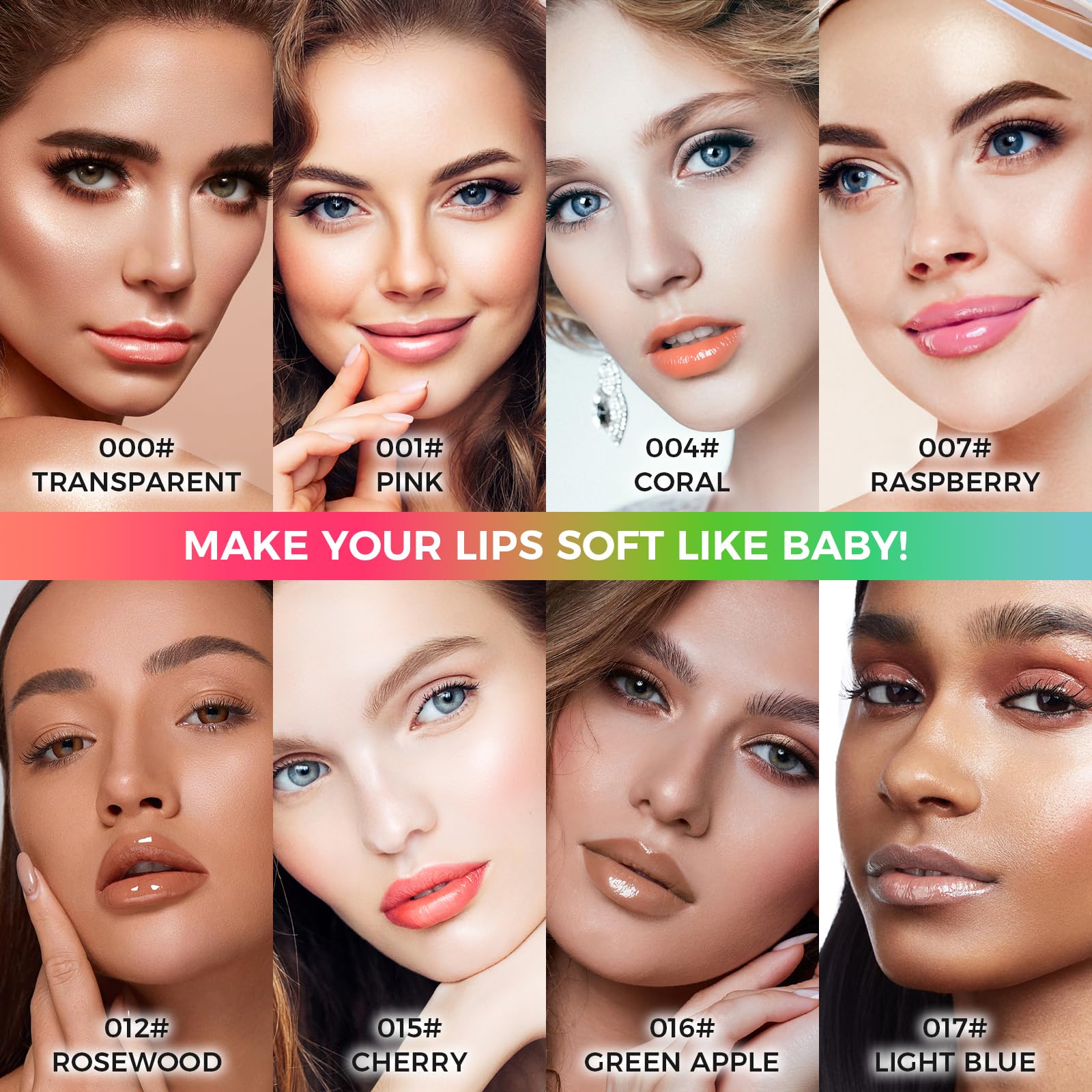 Ofanyia Hydrating Lip Glow Oil, Plumping Lip Gloss Tinted Lip Balm Transparent Lip Care, Long Lasting Hydrating Lip Gloss Tinted Lip Non-sticky, Lip Tint Lip Care Oil for Dry Lip (012#+015#)